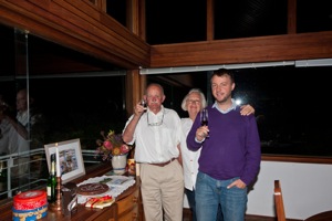 Hans, Rosie and Florian celebrating