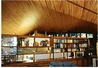 Yellow wood lined ceiling